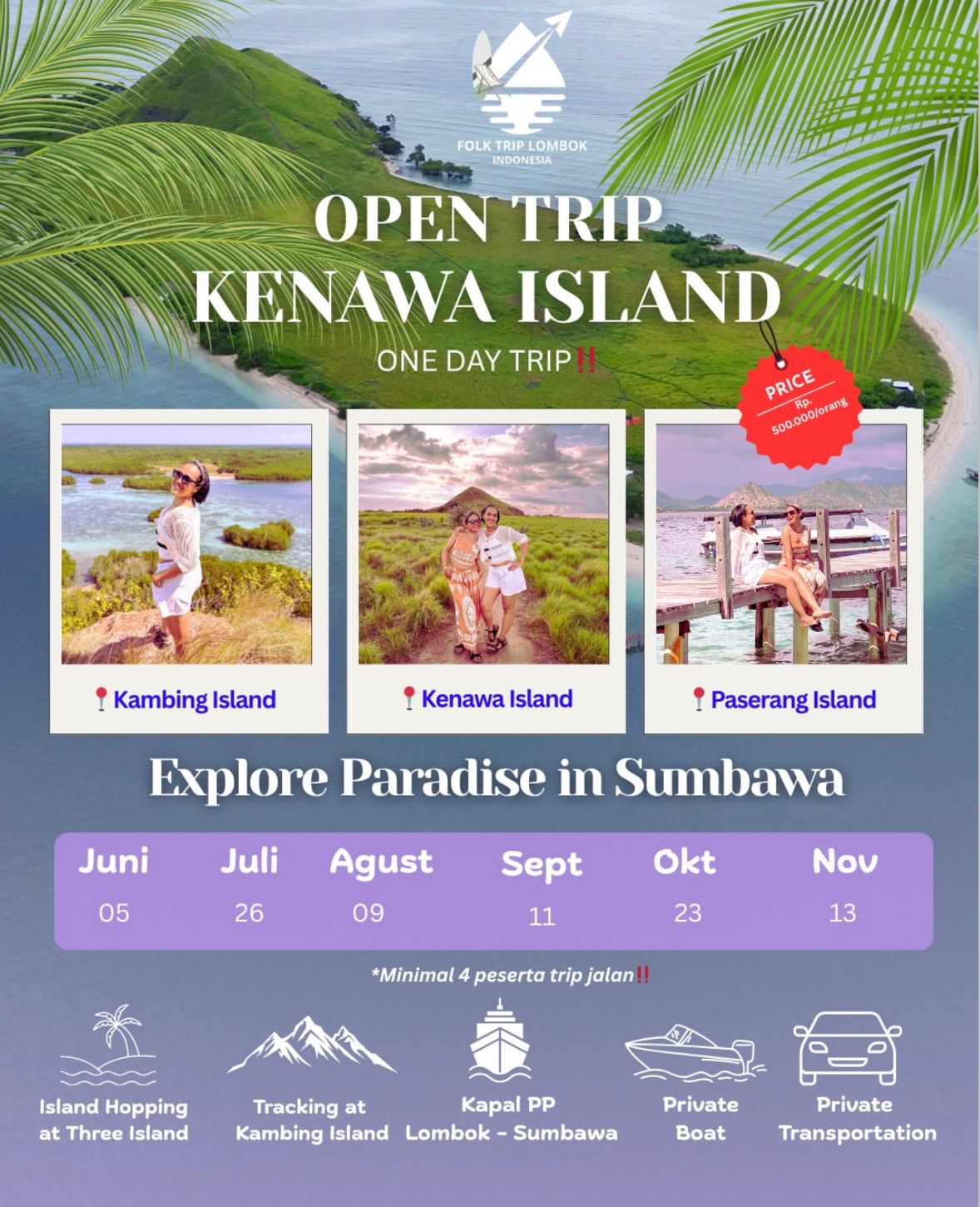 Open Trip Pulau Kenawa Sumbawa 1 hari